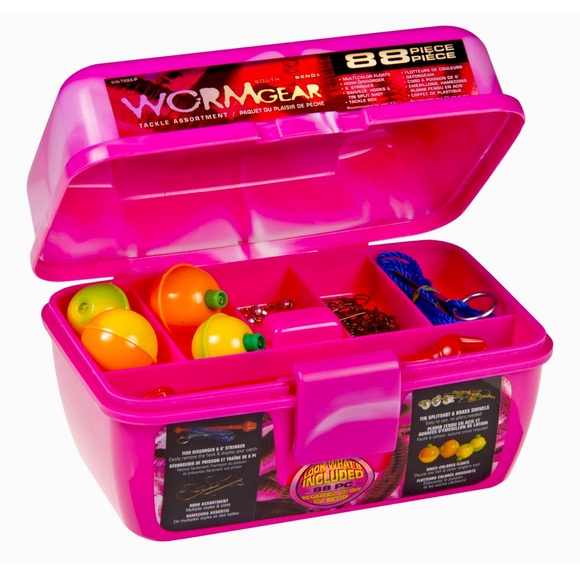 New sealed South Bend Worm Gear 88-Piece Loaded Tackle Box Hot pink - Picture 1 of 1